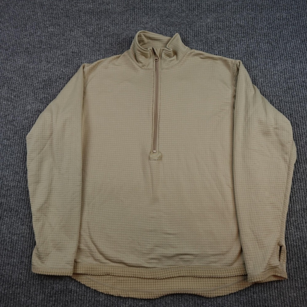 GEN III Pullover Mens Large Beige 1/4 Zip Fleece Shirt Grid Polartec Military